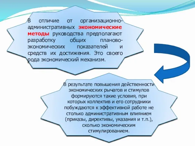 В отличие от организационно-административных экономические методы руководства предполагают разработку общих