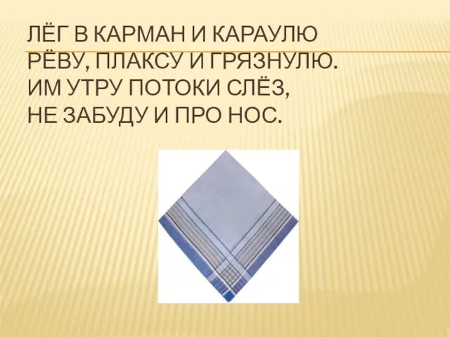 ЛЁГ В КАРМАН И КАРАУЛЮ РЁВУ, ПЛАКСУ И ГРЯЗНУЛЮ. ИМ