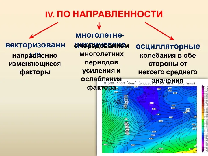 IV. ПО НАПРАВЛЕННОСТИ векторизованные многолетне-циклические осцилляторные направленно изменяющиеся факторы с