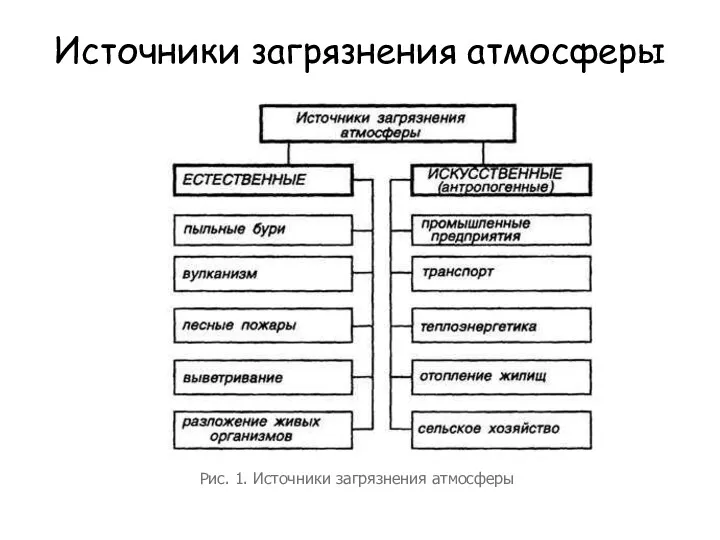 Источники загрязнения атмосферы Рис. 1. Источники загрязнения атмосферы