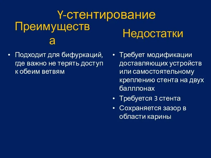 Преимущества Подходит для бифуркаций, где важно не терять доступ к