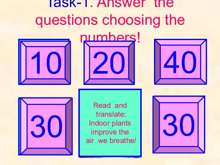 Task-1. Answer the questions choosing the numbers! What flower is