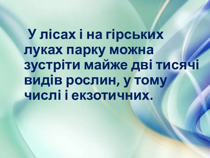 У лісах і на гірських луках парку можна зустріти майже