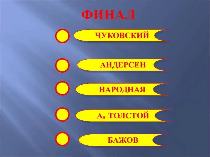 ЧУКОВСКИЙ АНДЕРСЕН НАРОДНАЯ А. ТОЛСТОЙ БАЖОВ ФИНАЛ