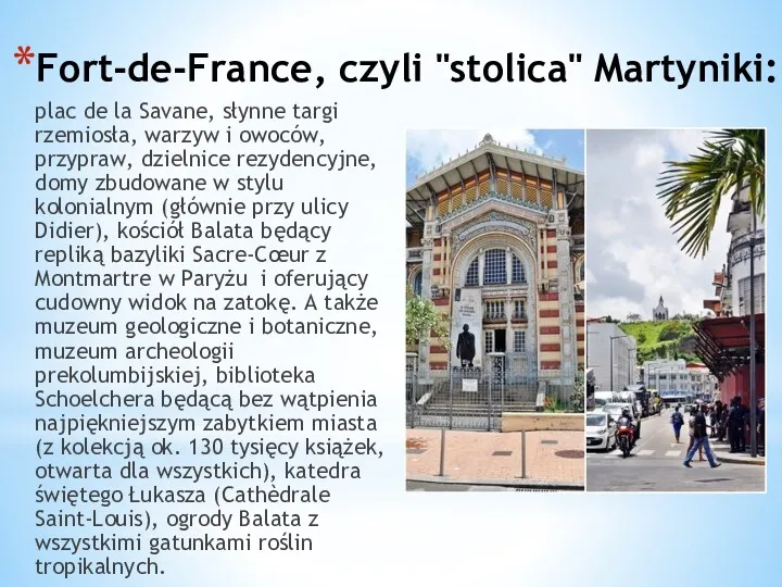 Fort-de-France, czyli "stolica" Martyniki: plac de la Savane, słynne targi