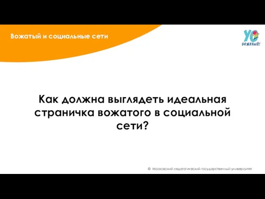 © Московский педагогический государственный университет Вожатый и социальные сети Как должна выглядеть идеальная