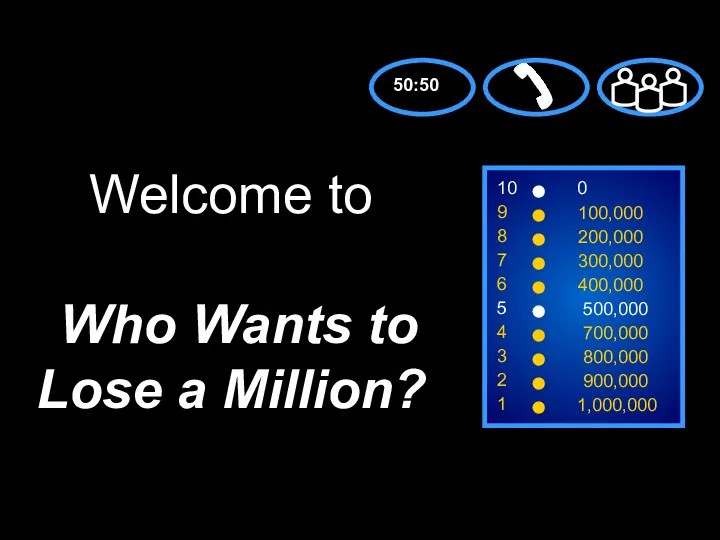 Welcome to Who Wants to Lose a Million?