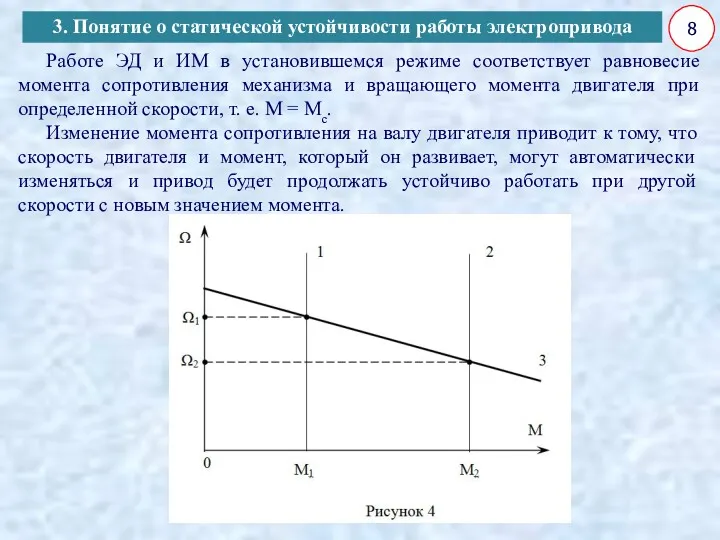 8 3. Понятие о статической устойчивости работы электропривода Работе ЭД