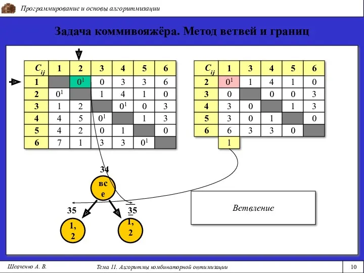 Программирование и основы алгоритмизации Тема 11. Алгоритмы комбинаторной оптимизации 10