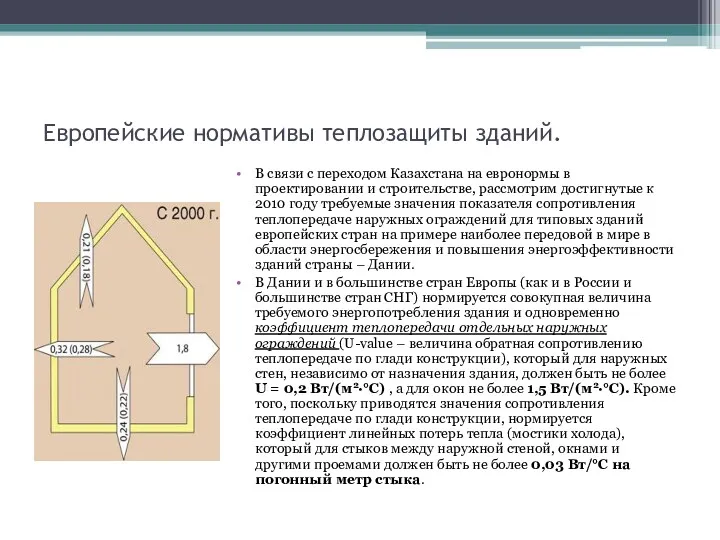 Европейские нормативы теплозащиты зданий. В связи с переходом Казахстана на евронормы в проектировании
