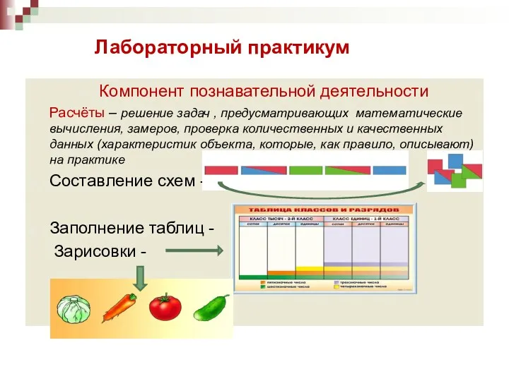 Лабораторный практикум Компонент познавательной деятельности Расчёты – решение задач ,