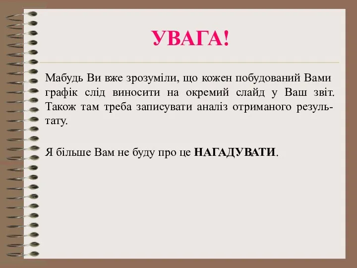 УВАГА! Мабудь Ви вже зрозуміли, що кожен побудований Вами графік