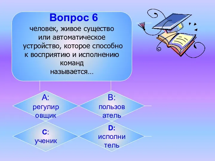 Вопрос 6 человек, живое существо или автоматическое устройство, которое способно