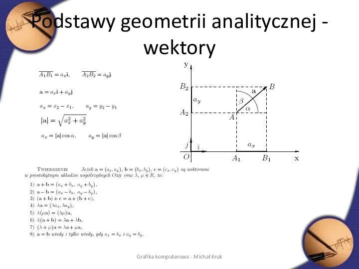 Podstawy geometrii analitycznej - wektory Grafika komputerowa - Michał Kruk