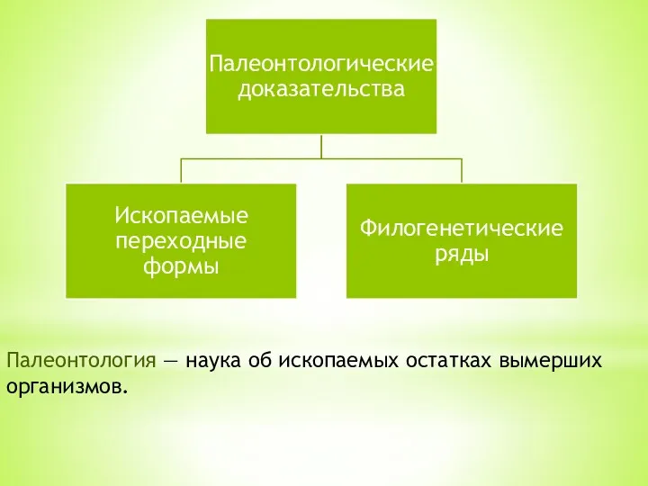 Палеонтология — наука об ископаемых остатках вымерших организмов.