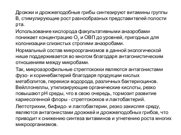 Дрожжи и дрожжеподобные грибы синтезируют витамины группы В, стимулирующие рост