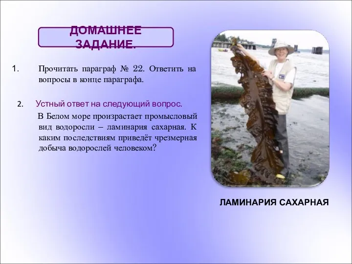 Прочитать параграф № 22. Ответить на вопросы в конце параграфа. 2. Устный ответ