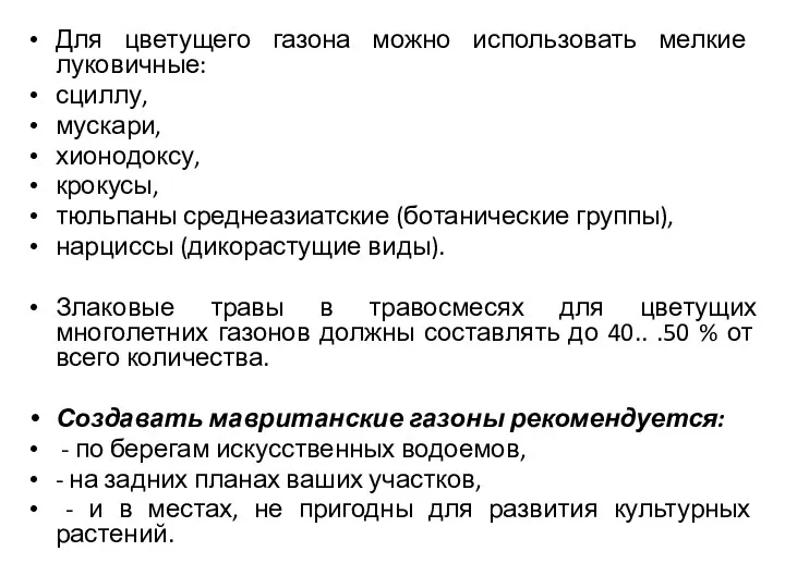 Для цветущего газона можно использовать мелкие луковичные: сциллу, мускари, хионодоксу,