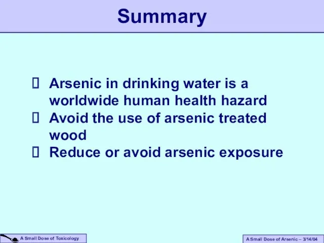 Arsenic in drinking water is a worldwide human health hazard