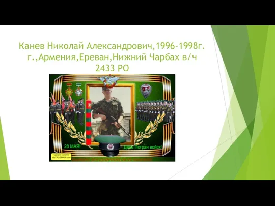 Канев Николай Александрович,1996-1998г.г.,Армения,Ереван,Нижний Чарбах в/ч 2433 РО