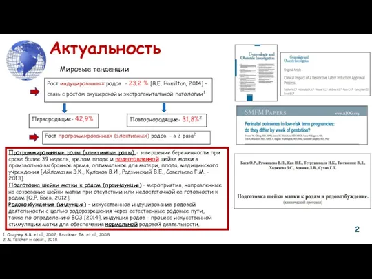 Актуальность Мировые тенденции Рост индуцированных родов - 23.2 % [B.E.