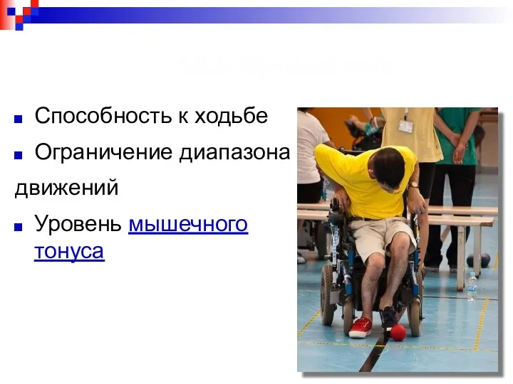 4.5.3. Функция ноги Способность к ходьбе Ограничение диапазона движений Уровень мышечного тонуса