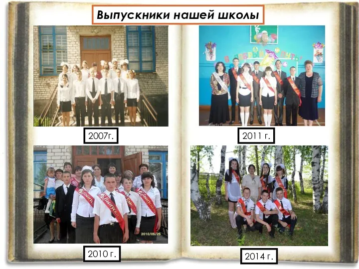 Выпускники нашей школы 2007г. 2011 г. 2010 г. 2014 г.