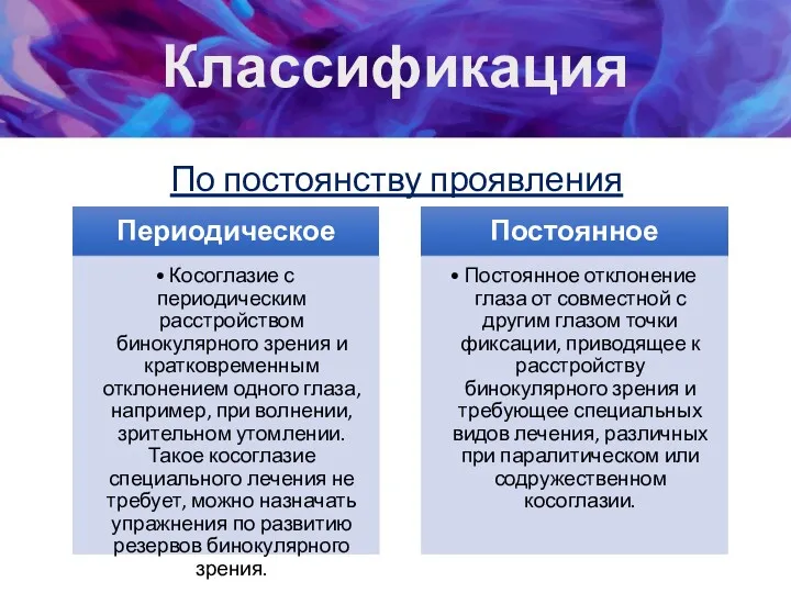 Классификация По постоянству проявления