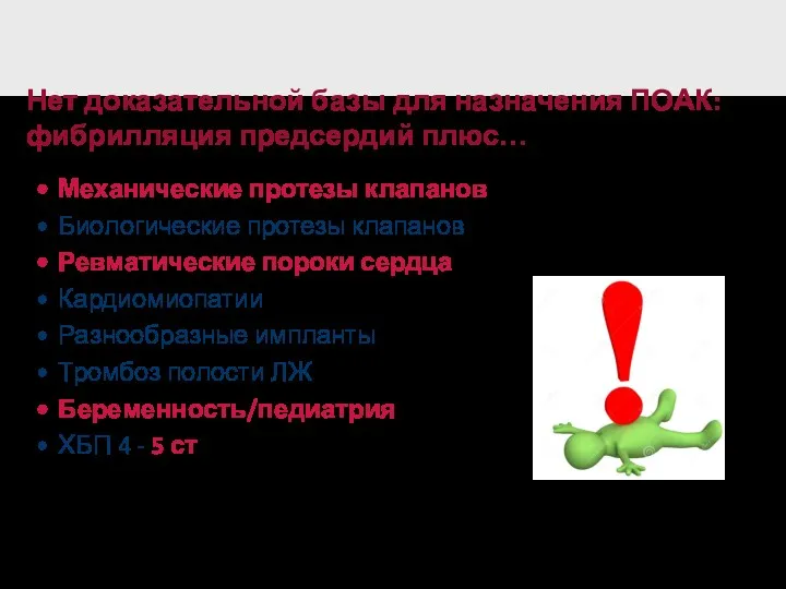 Нет доказательной базы для назначения ПОАК: фибрилляция предсердий плюс… Механические