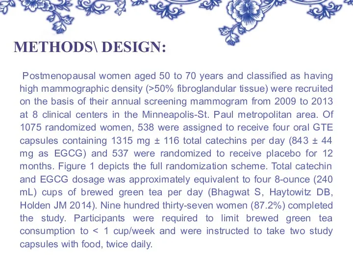 METHODS\ DESIGN: Рostmenopausal women aged 50 to 70 years and