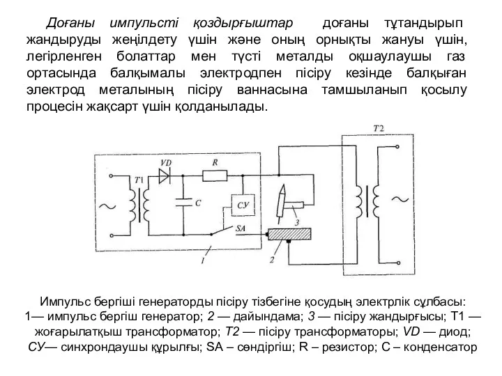 Доғаны импульсті қоздырғыштар доғаны тұтандырып жандыруды жеңілдету үшін және оның