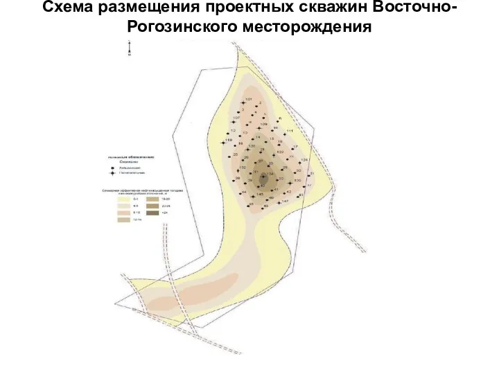 Схема размещения проектных скважин Восточно-Рогозинского месторождения