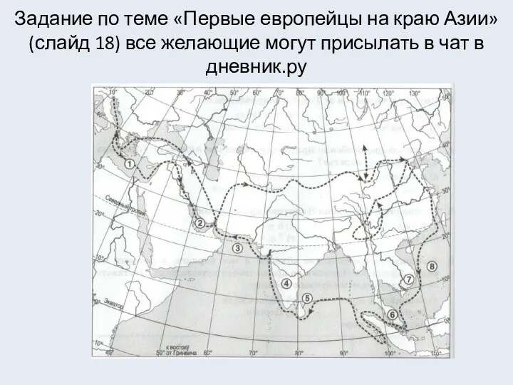 Задание по теме «Первые европейцы на краю Азии» (слайд 18)