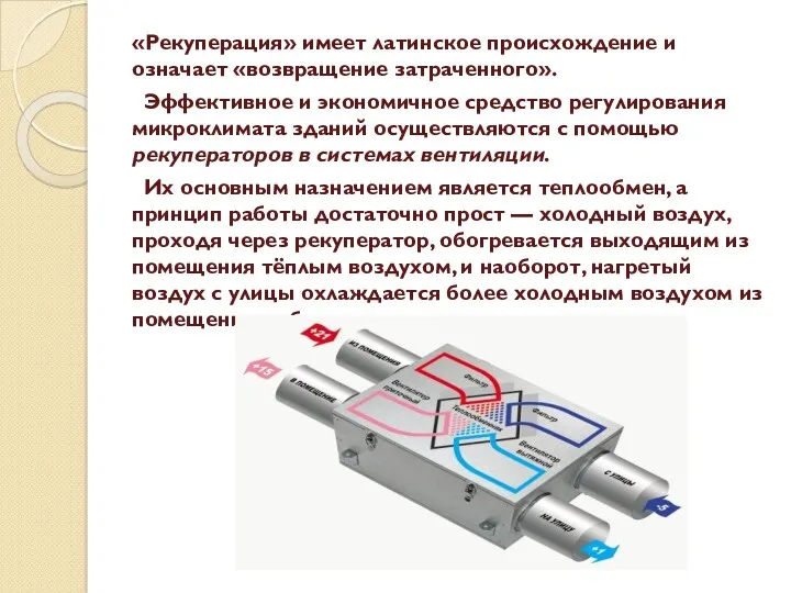 «Рекуперация» имеет латинское происхождение и означает «возвращение затраченного». Эффективное и