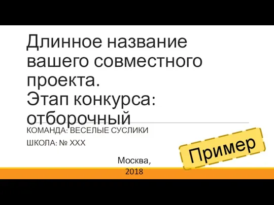 Длинное название вашего совместного проекта. Этап конкурса: отборочный КОМАНДА: ВЕСЕЛЫЕ