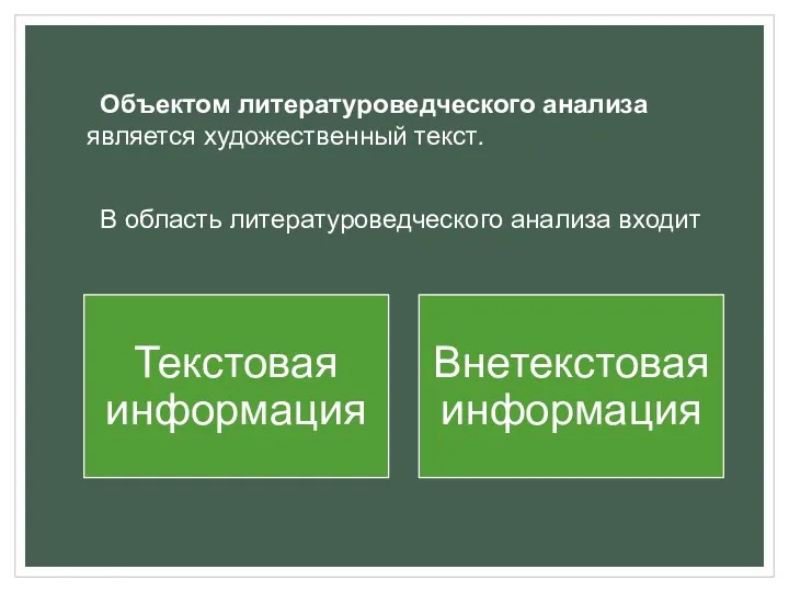 Объектом литературоведческого анализа является художественный текст. В область литературоведческого анализа входит