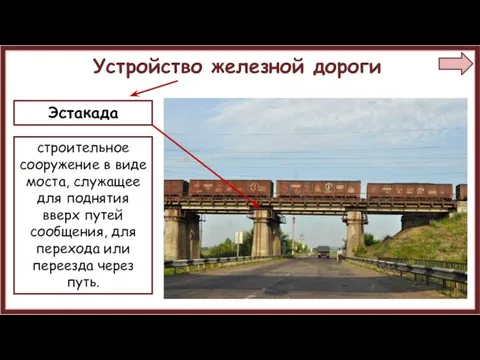 Устройство железной дороги Эстакада строительное сооружение в виде моста, служащее