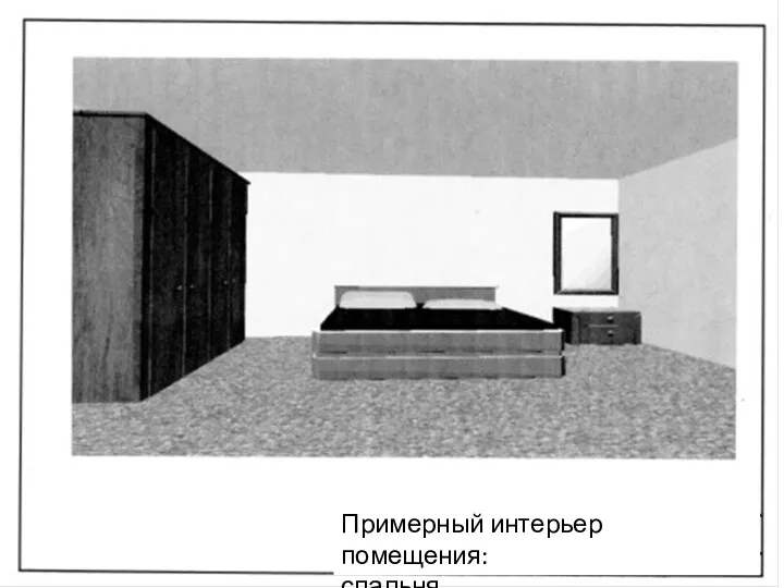 Примерный интерьер помещения: спальня