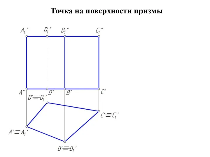 Точка на поверхности призмы