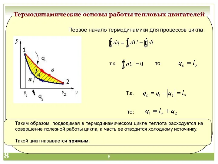 Термодинамические основы работы тепловых двигателей то: Таким образом, подводимая в