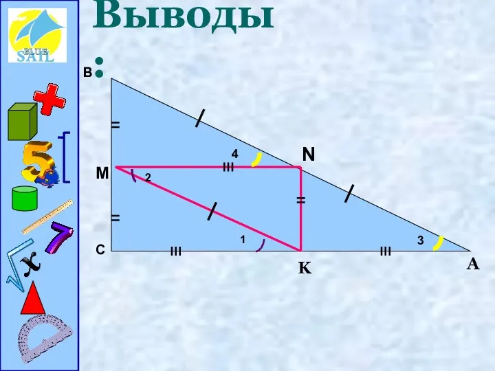 Выводы: 1 2 3 4 А K M В С N