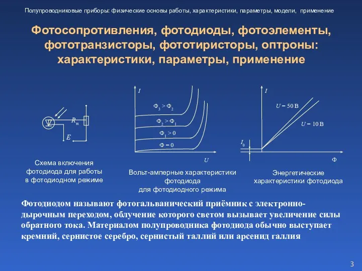 Фотосопротивления, фотодиоды, фотоэлементы, фототранзисторы, фототиристоры, оптроны: характеристики, параметры, применение Rн