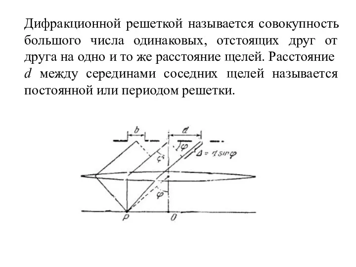 Дифракционной решеткой называется совокупность большого числа одинаковых, отстоящих друг от