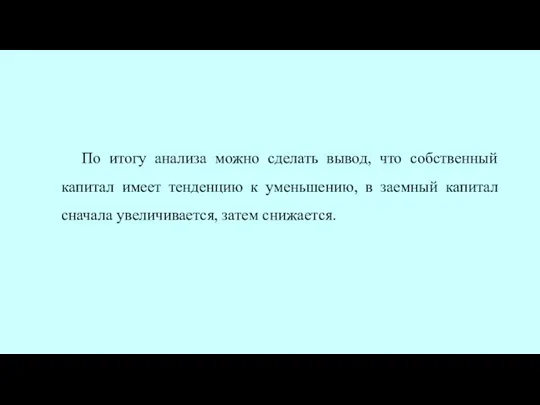 По итогу анализа можно сделать вывод, что собственный капитал имеет