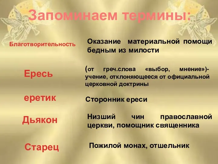 Запоминаем термины: (от греч.слова «выбор, мнение»)- учение, отклоняющееся от официальной