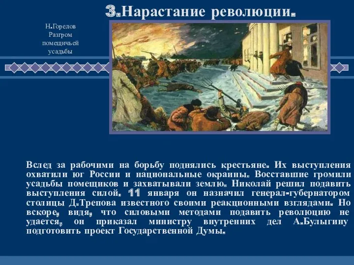 Н.Горелов Разгром помещичьей усадьбы Вслед за рабочими на борьбу поднялись