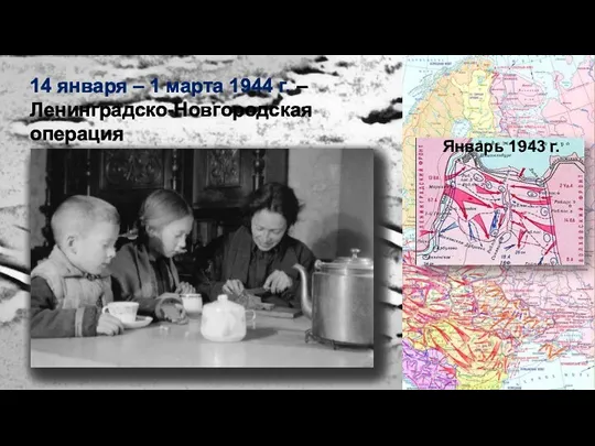 14 января – 1 марта 1944 г. – Ленинградско-Новгородская операция Январь 1943 г.