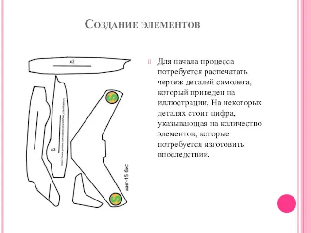 Создание элементов Для начала процесса потребуется распечатать чертеж деталей самолета,