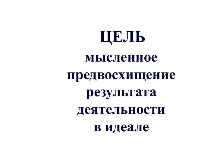 мысленное предвосхищение результата деятельности в идеале ЦЕЛЬ