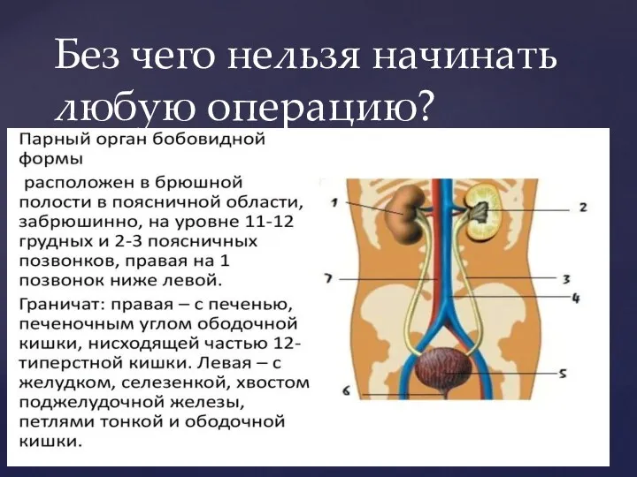 Без чего нельзя начинать любую операцию?